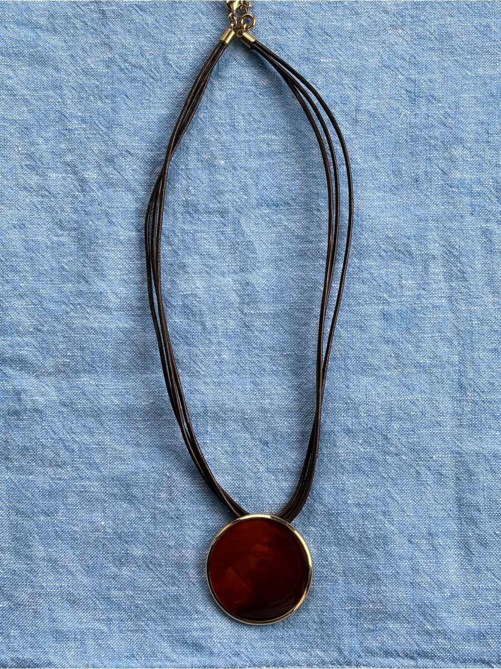 Monet cord necklace Amber gold tone 80s - Picture 2 of 6